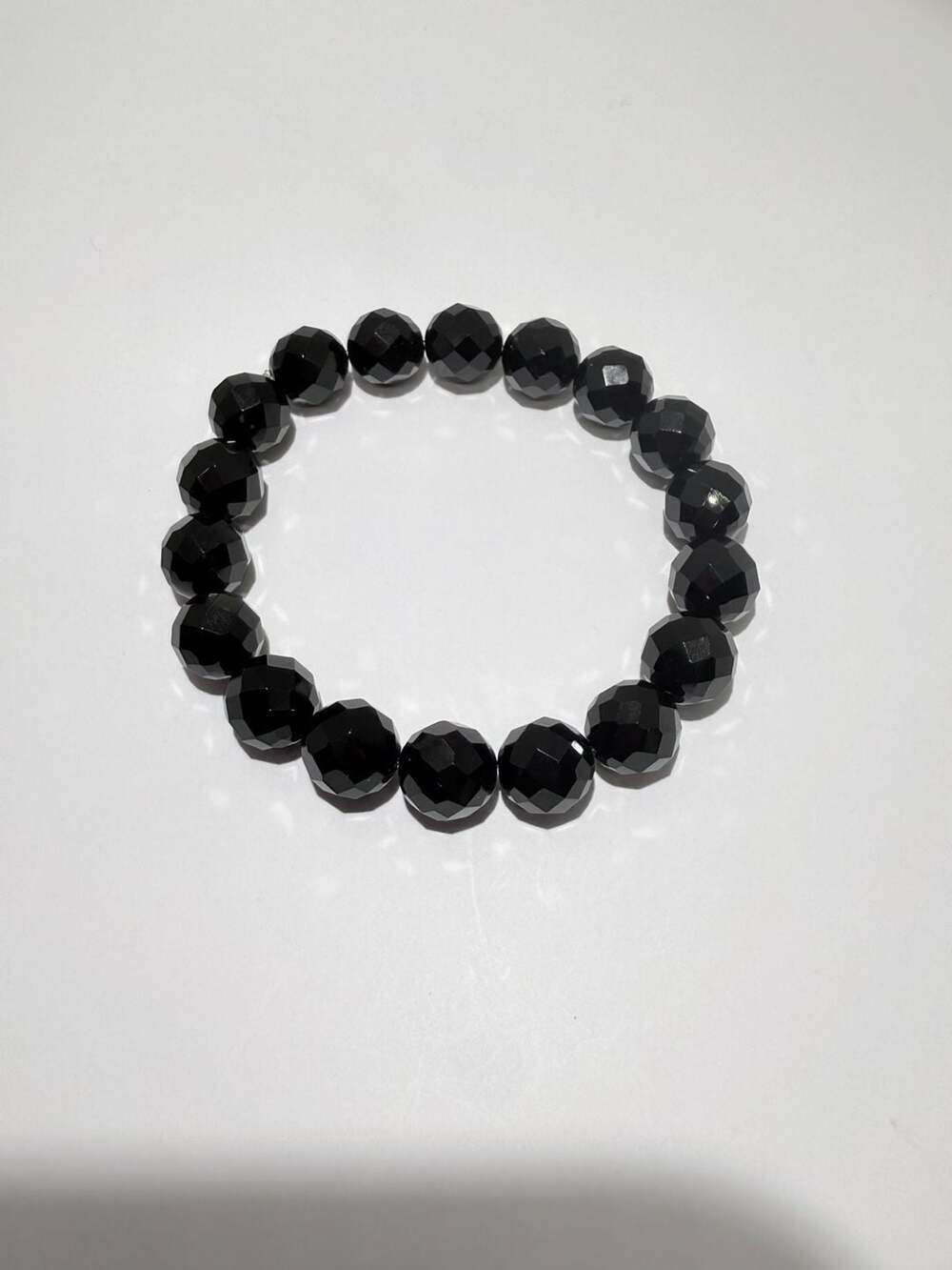 Black Onyx Faceted Bead Stretch Bracelet